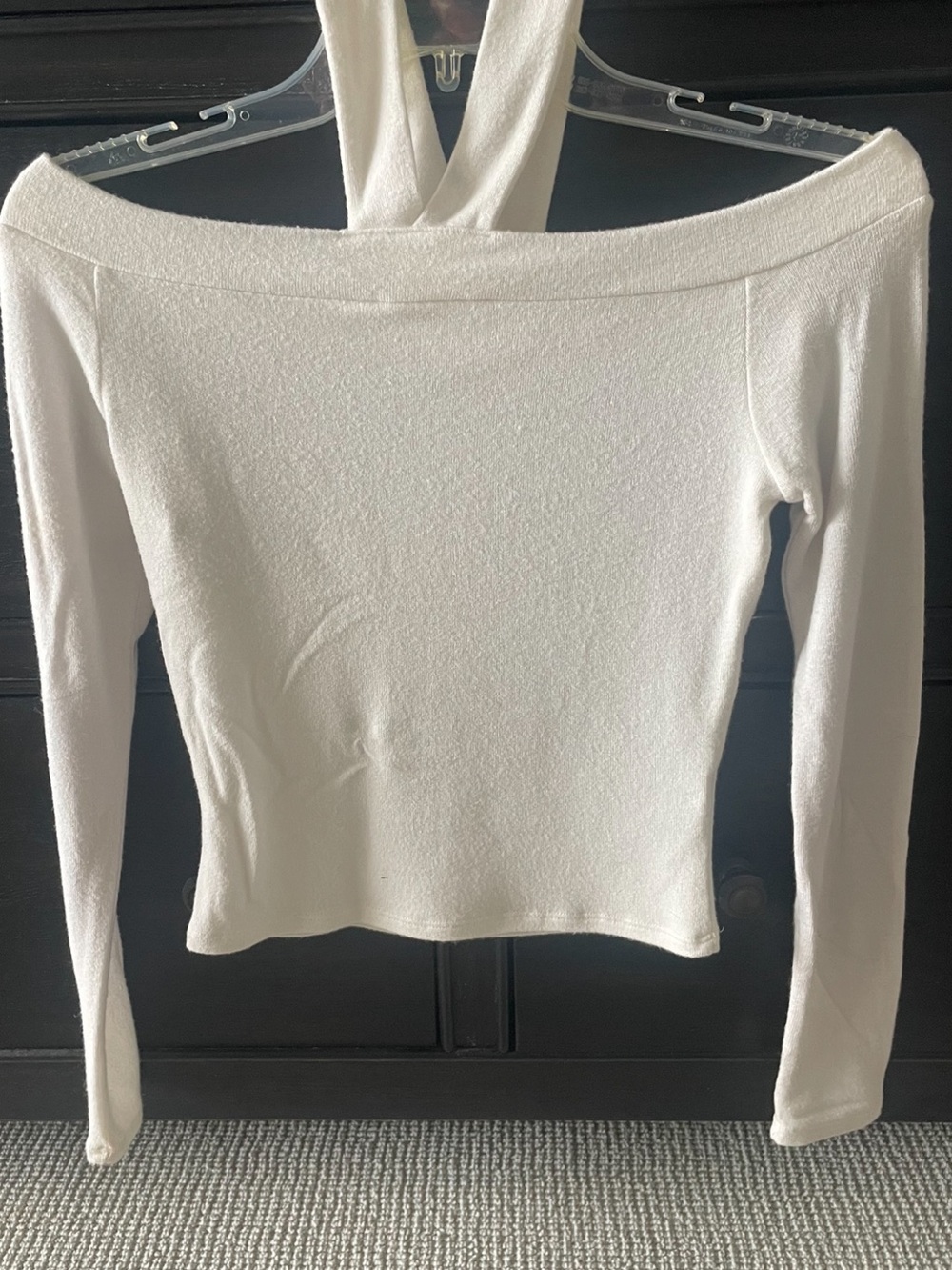 Peach Love California White Knit Top with Black Logo